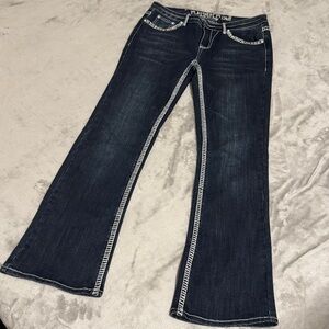 Platinum Blue Flare Jeans with White Accents